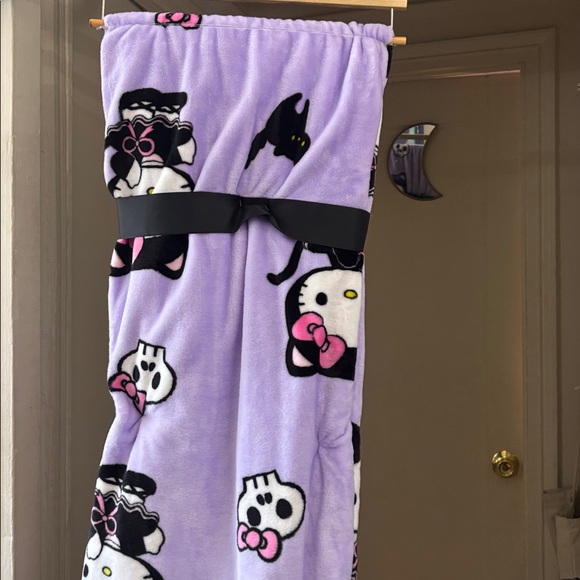 Hello Kitty Purple Blanket with Black and Pink Accents - Picture 2 of 5